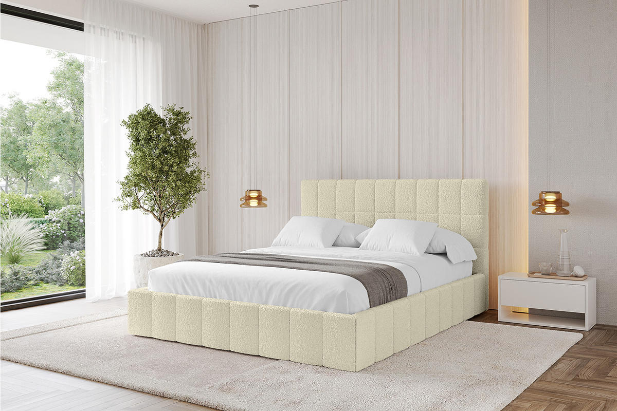 POLSTERBETT mit Bettkasten und Lattenrost, Boxbett ohne Matratze - AMEA 120x200 Beige - Taupe, Holzwerkstoff/Textil (120/200cm) - ALTDECOR