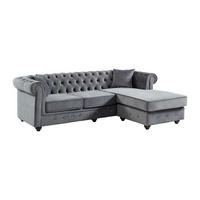 CHESTERFIELD Ecksofa - Samt - Anthrazit - TOLEDO - Anthrazit, Textil (228/72/163cm) - Vente-Unique