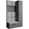 GARDEROBE Margaret I+IV 121/203/43 mit gepolsterten Paneelen - Schwarz/Graphitfarben, Holzwerkstoff/Kunststoff (121/203/43cm) - Beautysofa