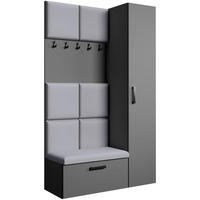 GARDEROBE Margaret I+IV 121/203/43 mit gepolsterten Paneelen - Schwarz/Graphitfarben, Holzwerkstoff/Kunststoff (121/203/43cm) - Beautysofa