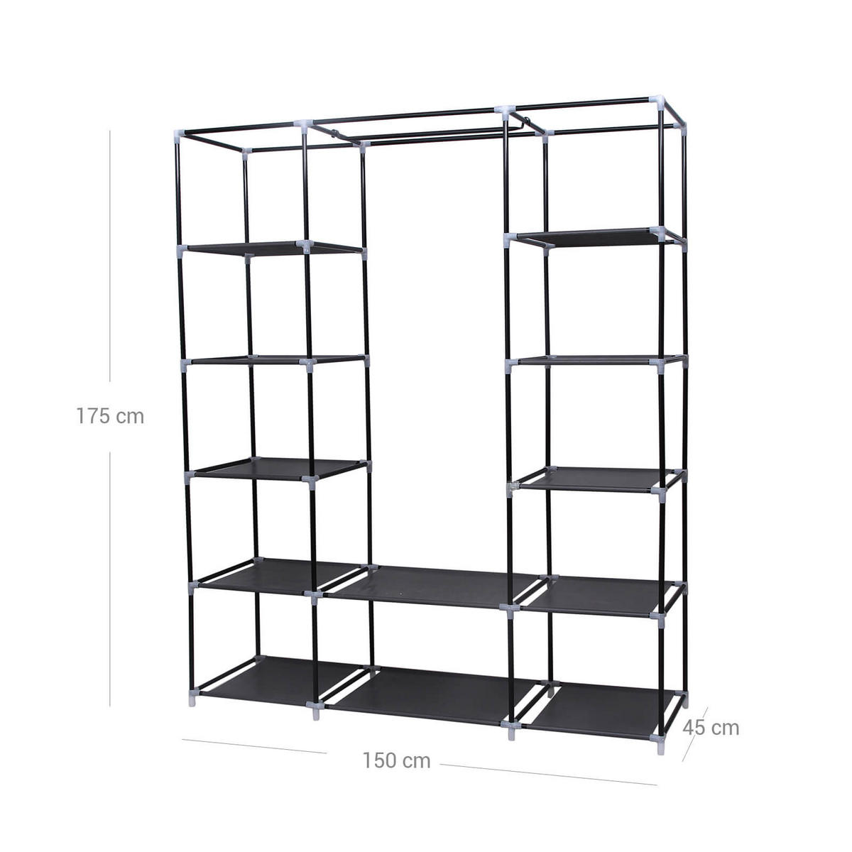 KLEIDERSCHRANK VICTORIA - Schwarz, Metall (45cm) - Hansiro