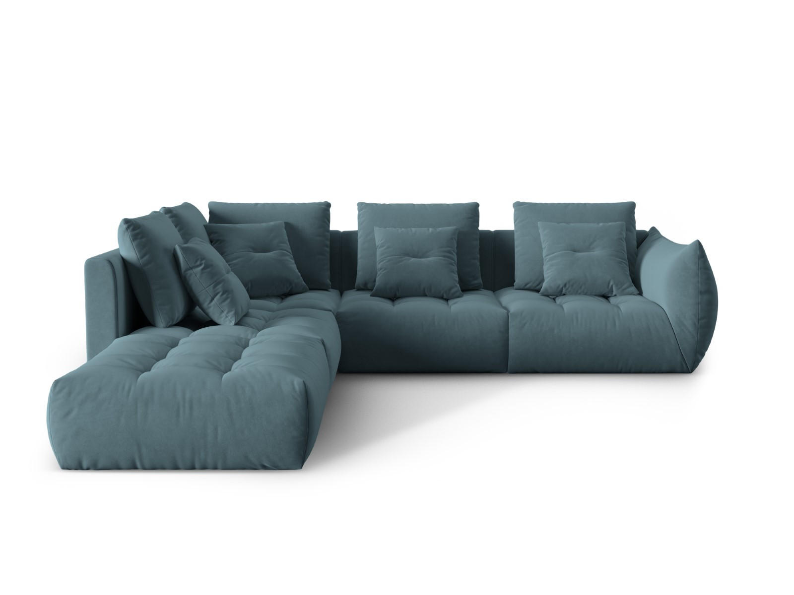 ECKSOFA modular links Bloom aus Samt pastellblau 4 Sitzplätze - Pastellblau, Textil (310/316cm) - Micadoni