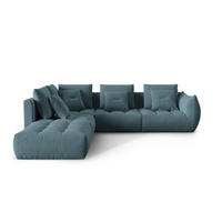 ECKSOFA modular links Bloom aus Samt pastellblau 4 Sitzplätze - Pastellblau, Textil (310/316cm) - Micadoni