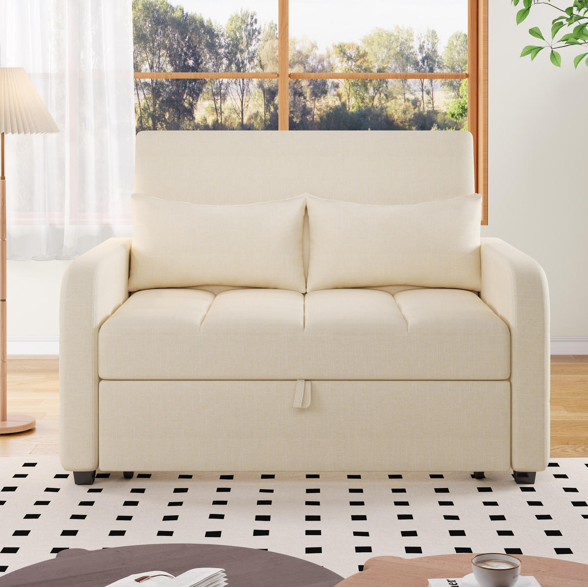 SCHLAFSOFA klappbar mit verstellbarer Rückenlehne 127 x 75 cm Beige - Beige, Metall (75/94/127cm) - Meubliv