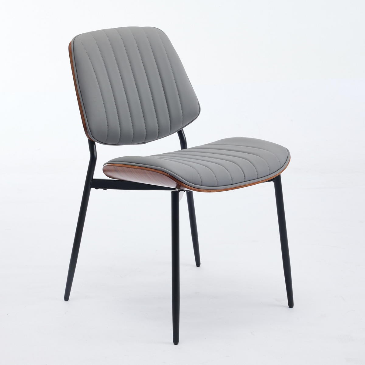 ESSZIMMERSTUHL im Mid-Century-Stil PU-Leder Grau - Grau, Metall (48.3/83.3/57.4cm) - Meubliv