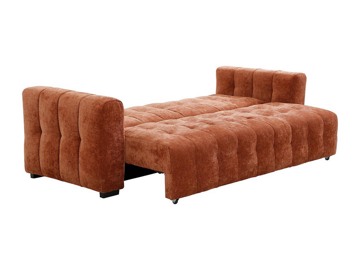 SCHLAFSOFA - 3 Personen - stoff - terracotta Panilo - Terracotta, Textil (240/85/97cm) - Vente-Unique