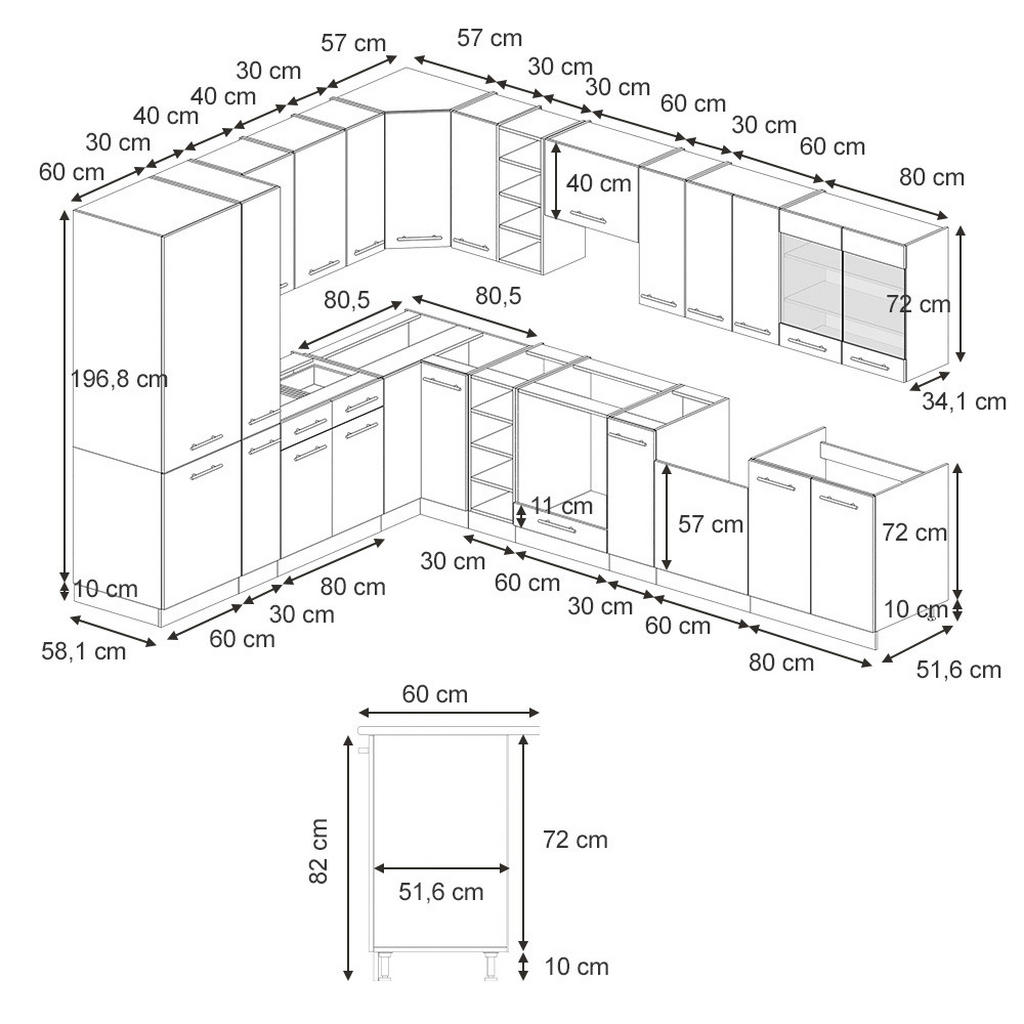 Thumbnail - Vicco Eckküche, Dunkelblau, Honigeiche, Holzwerkstoff, L-Form,Formgebogen, 347x81.6x46 cm, Küchen, Eckküchen, Eckküchen ...