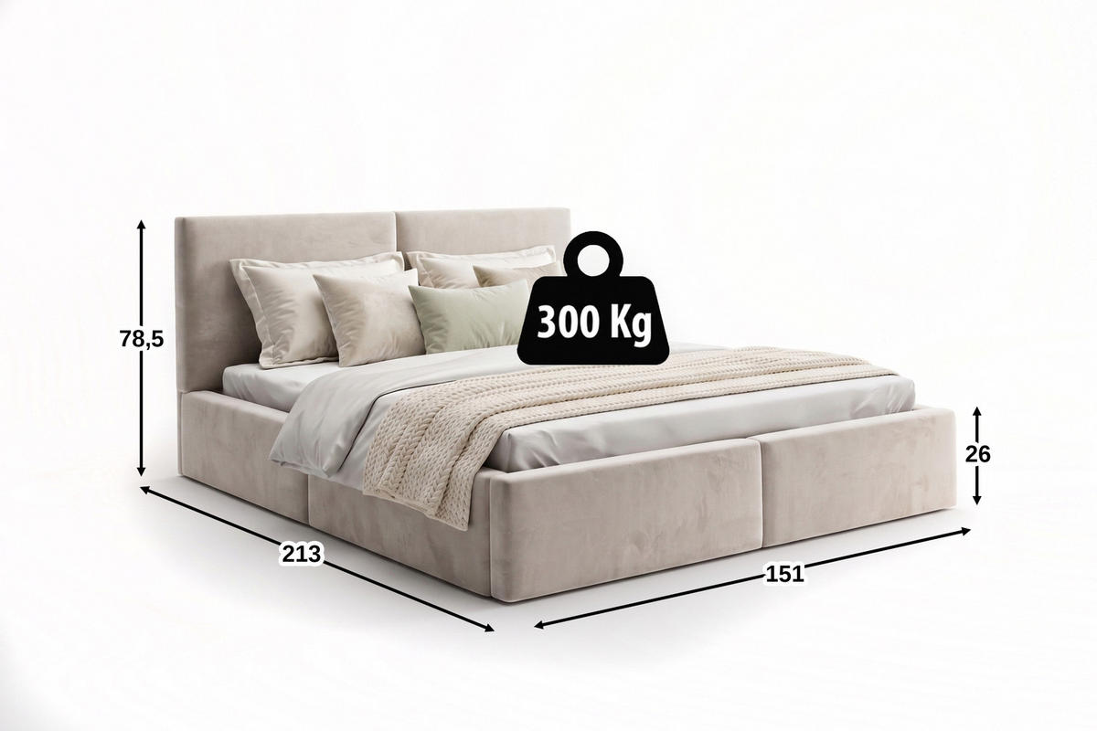 POLSTERBETT 140X200 Cashmere mit Stauraum - Kaschmir, Textil (140/200cm) - Interbeds