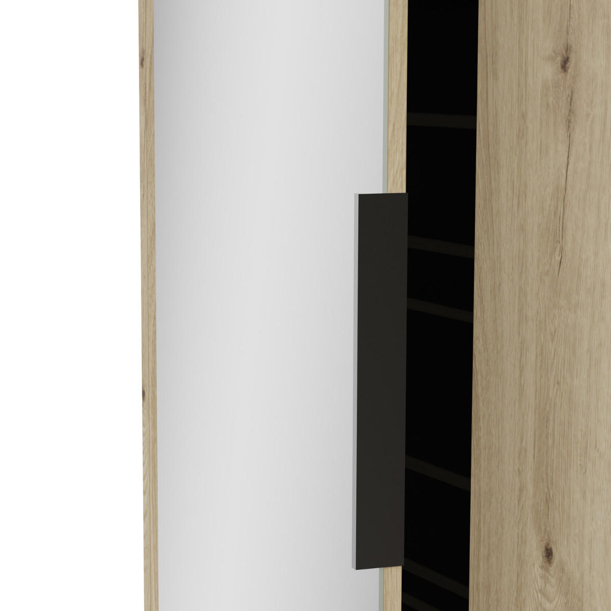 SCHUHSCHRANK 2 Türen und 1 Spiegel - ebony 82,8/23,9/178,4 cm - Eichefarben, Holzwerkstoff (23.9/178.4/82.8cm) - Calicosy