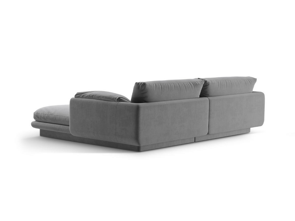 ECKSOFA links Torino aus Samt hellgrau 3 Sitzplätze - Hellgrau, Textil (170/220cm) - Micadoni
