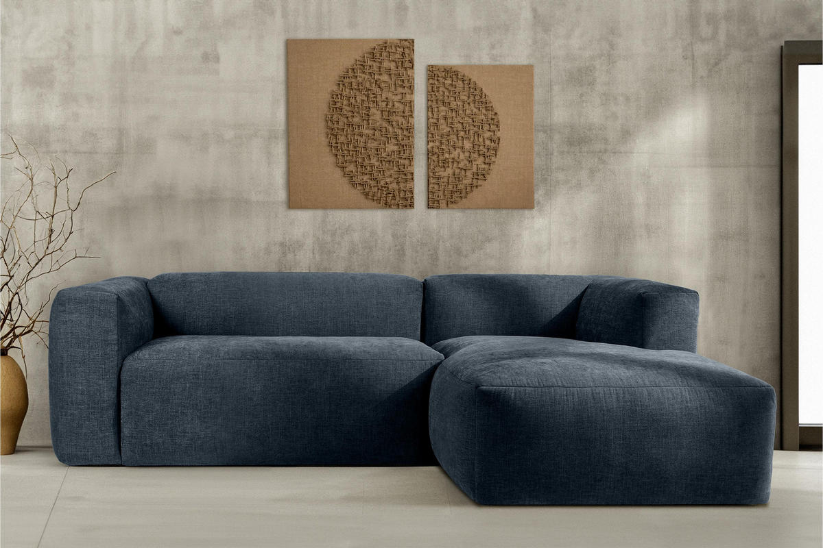 ECKMODULSOFA-RECHTS BUFFO 3/4 Sitzer mit extrem weicher Sitzfläche, Gewebestoff, dunkelblau - Dunkelblau, Textil (237/180cm) - KONSIMO®