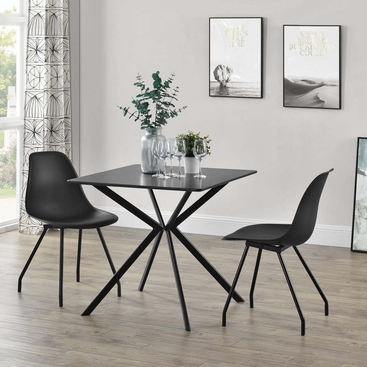 ESSTISCH Ankara - Schwarz, Holzwerkstoff/Metall (78/78/75cm) - [en.casa]