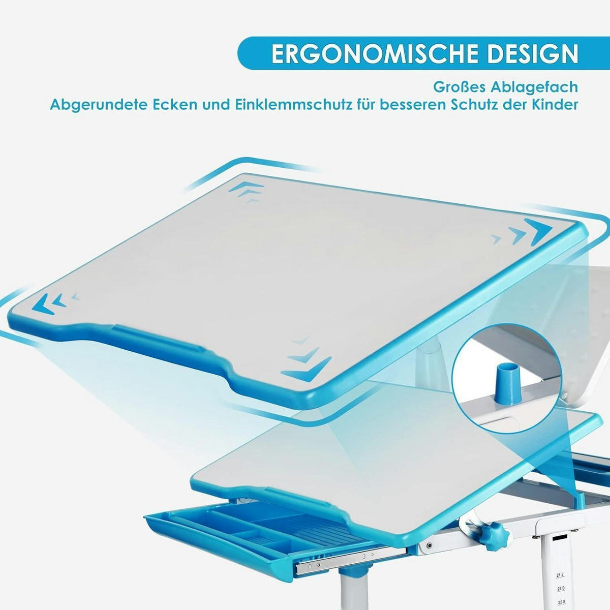 KINDERSCHREIBTISCH-SET höhenverstellbar mit Lampe und Stuhl - Multicolor, Metall (49/76/66.4cm)