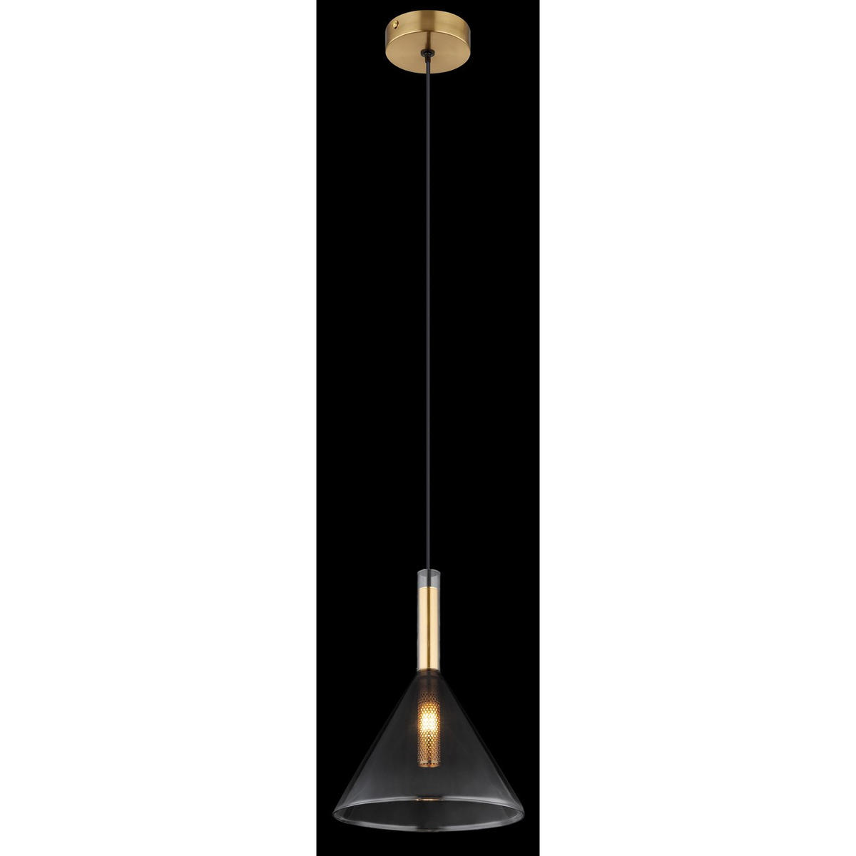 HÄNGELEUCHTE, Metall, Messingfarben, LED - Schwarz, Glas (20/20/120cm) - Globo Lighting