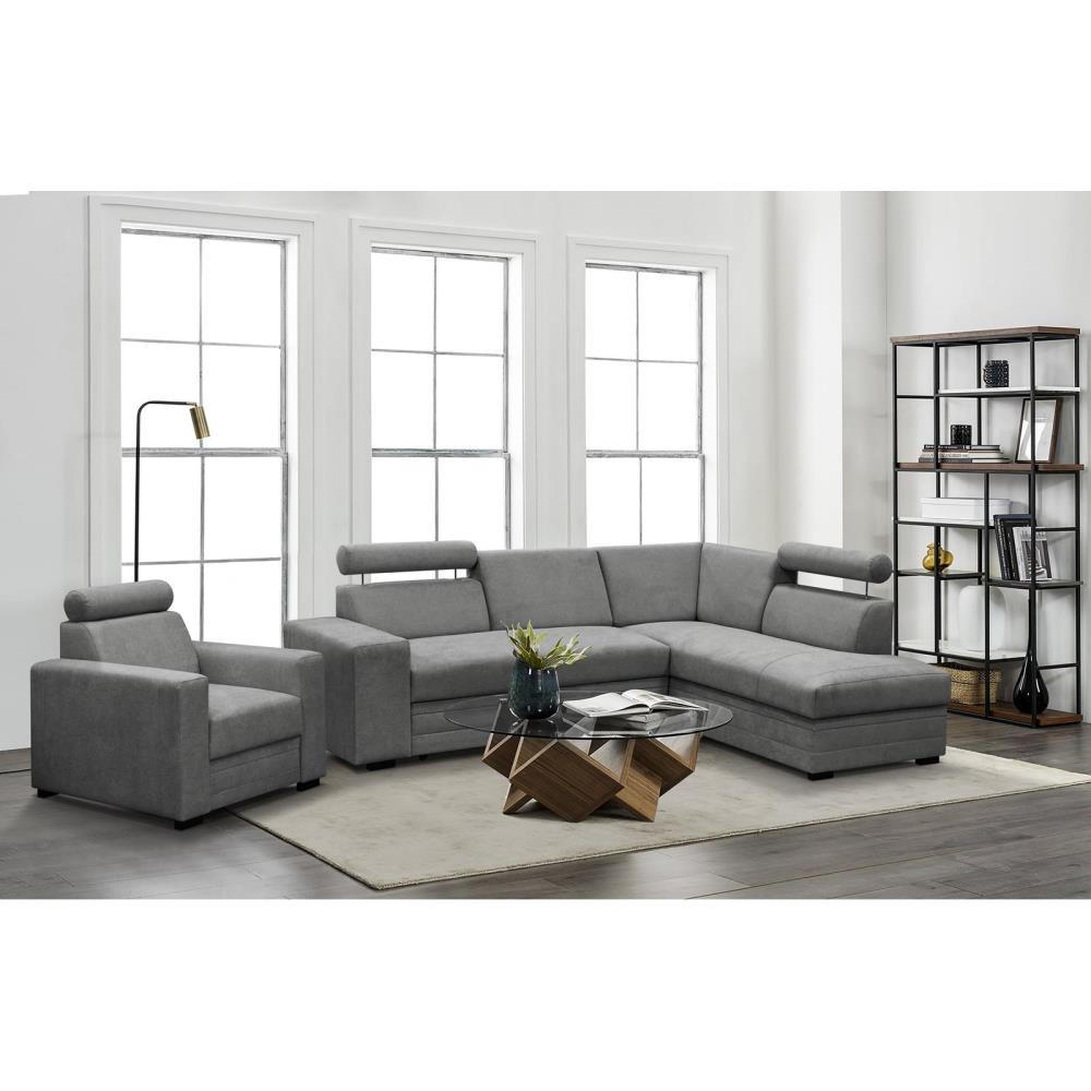 ECKSCHLAFSOFA Roma grau rechts - Schwarz/Grau, Textil (250/205cm) - Beautysofa
