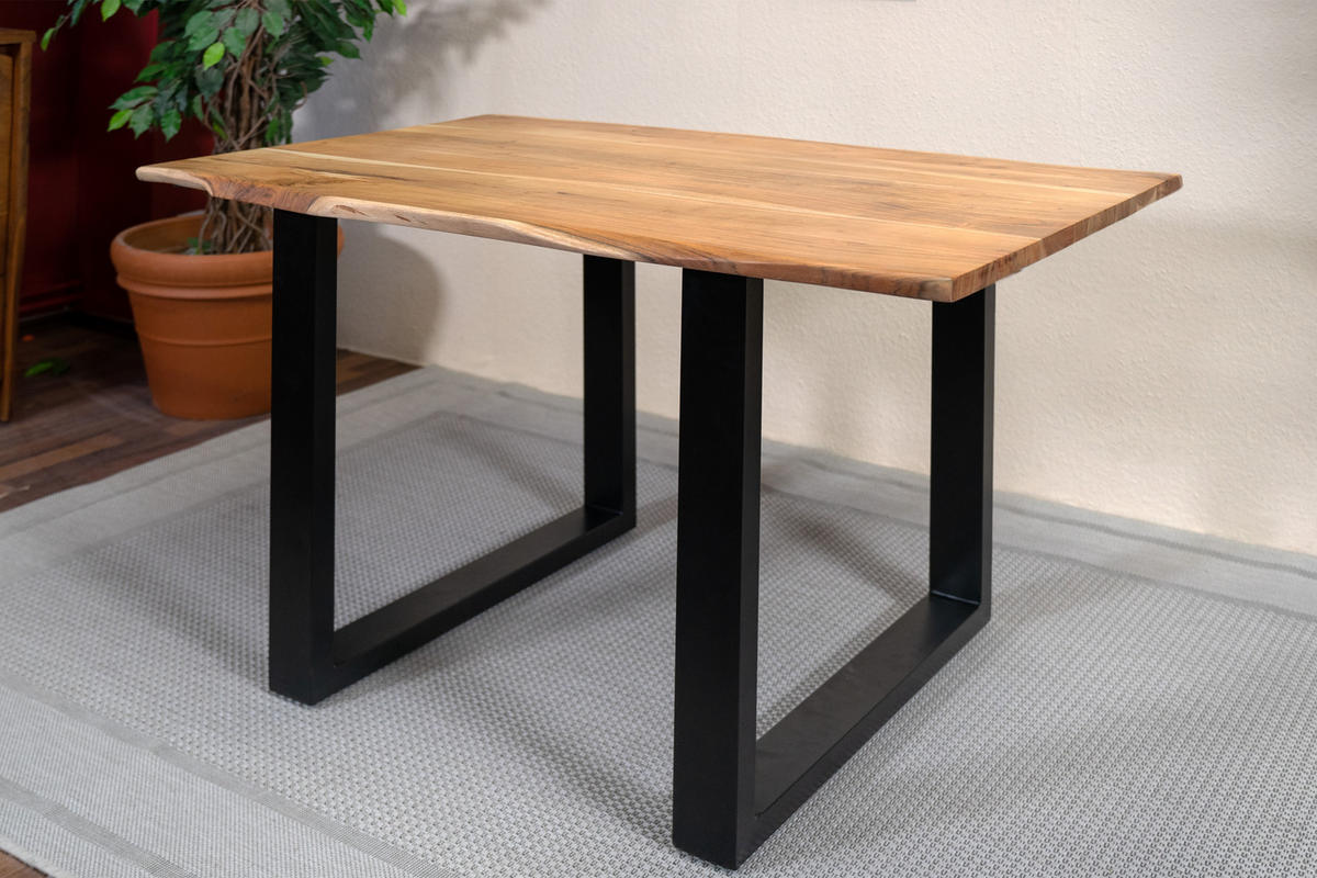 ESSTISCH MAX - Beige/Schwarz, Holz/Metall (80/120/77cm) - SAM