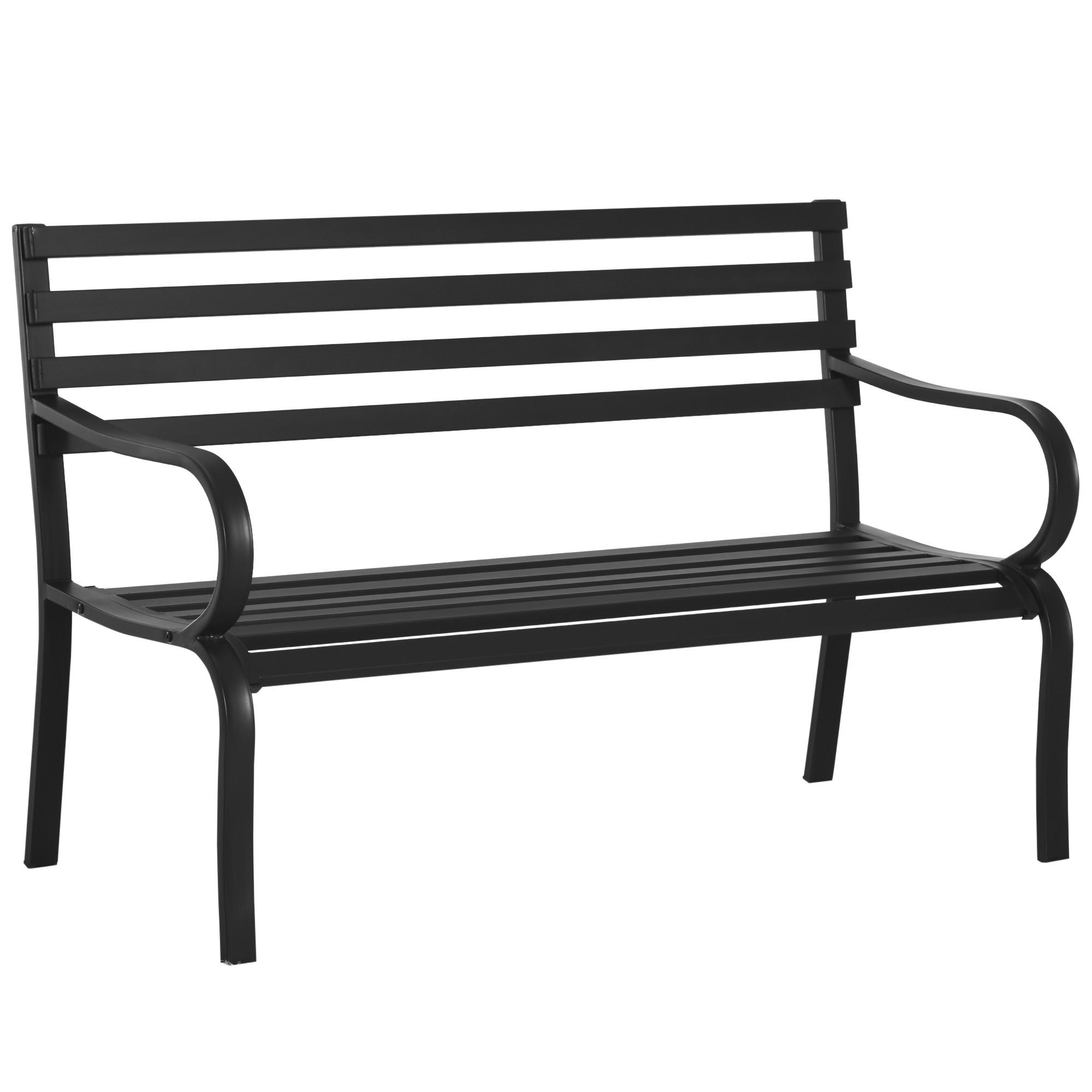 GARTENBANK, 127 x 58 x 82 cm, Metall, Schwarz - Schwarz, Metall (127/82/58cm) - Outsunny