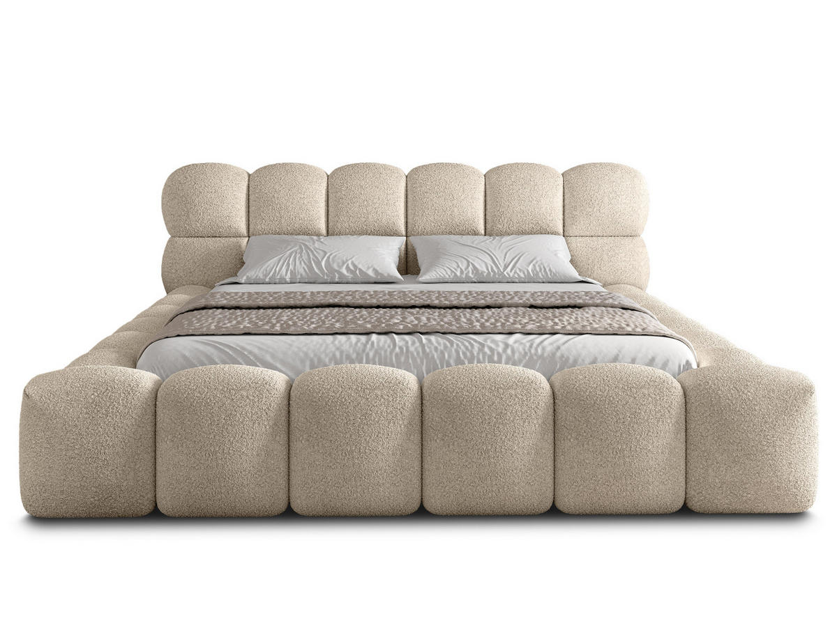POLSTERBETT Mira 2 Beige 180/200 cm Boucle mit Bettkasten - Beige, Textil/Metall (180/200cm) - wonello
