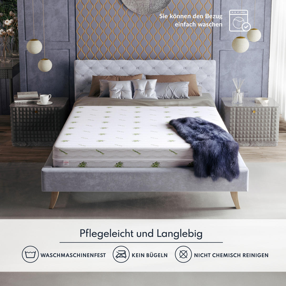 KALTSCHAUMMATRATZE Savona Aloe Vera - Weiß, Textil (160/200cm) - FDM