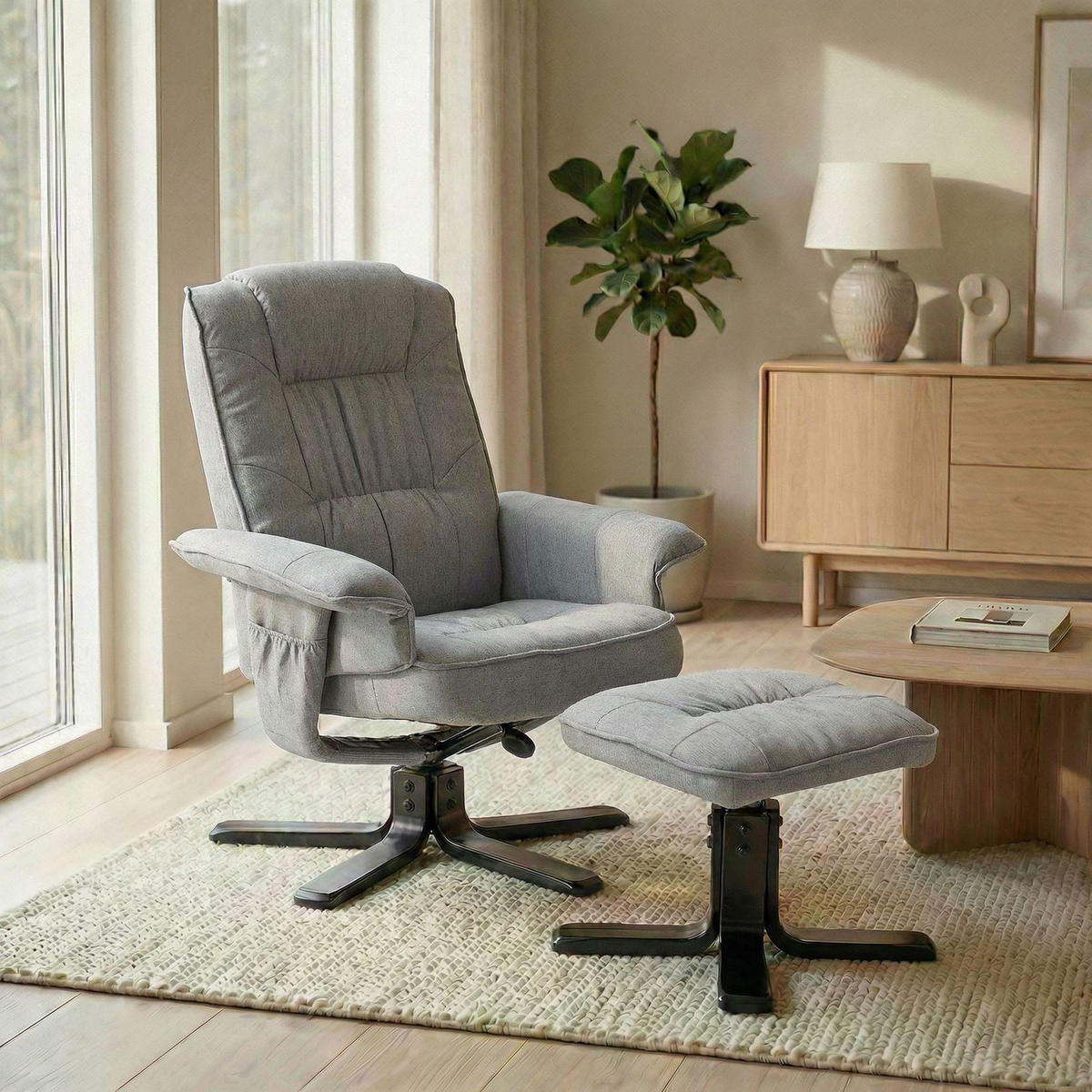 RELAXSESSEL CHARLY - Schwarz/Grau, Textil (76/87/61cm) - IDIMEX