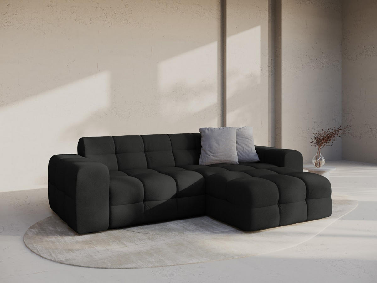 ECKSOFA rechts Kendal aus strukturiertem Stoff schwarz 4 Sitzplätze - Schwarz, Textil (173/256cm) - Micadoni