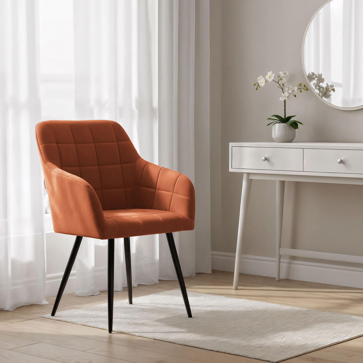 POLSTERSTUHL 6er Set, Metallbeine Bronze, Schwarz 54/82/58 - Schwarz, Textil (54/82/58cm) - RAUMHIRSCH FURNITURE