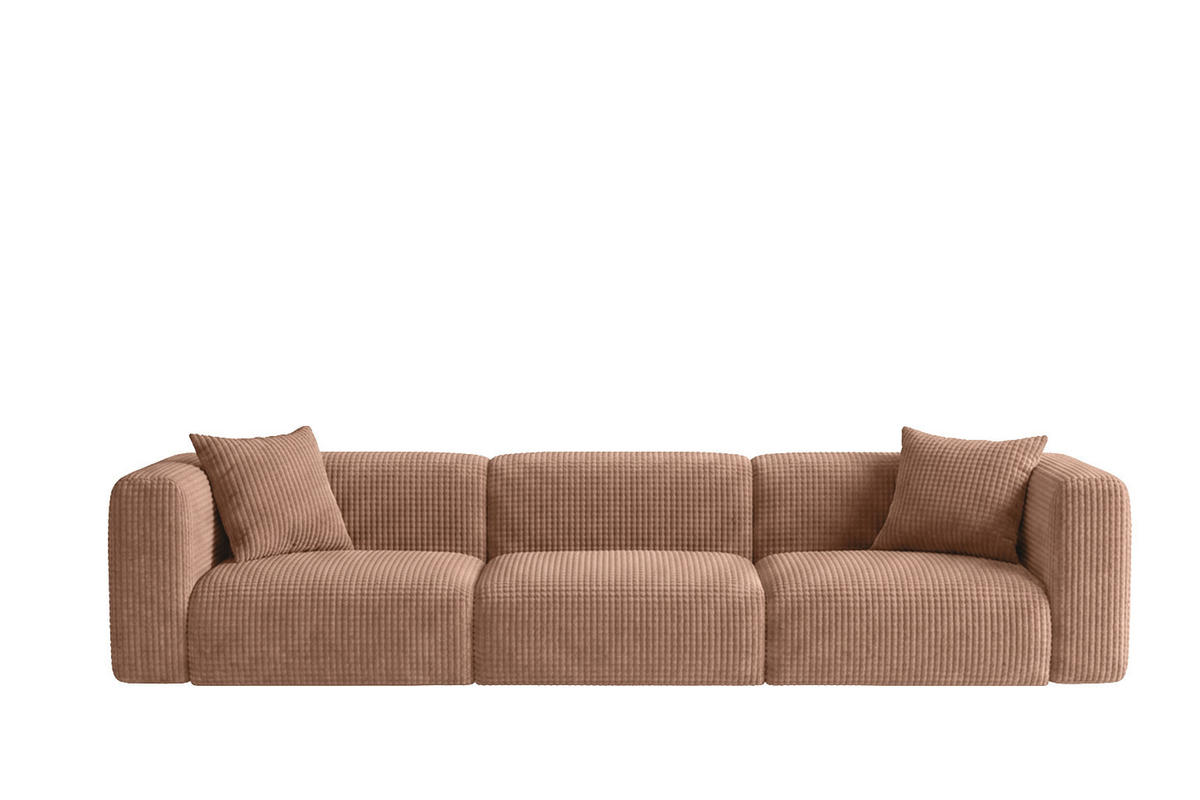SOFA 3-Sitzer, Chenille-Stoff Cremona, Hellbraun, GRETA - Hellbraun, Holz (319/70/89cm) - Kaiser Möbel