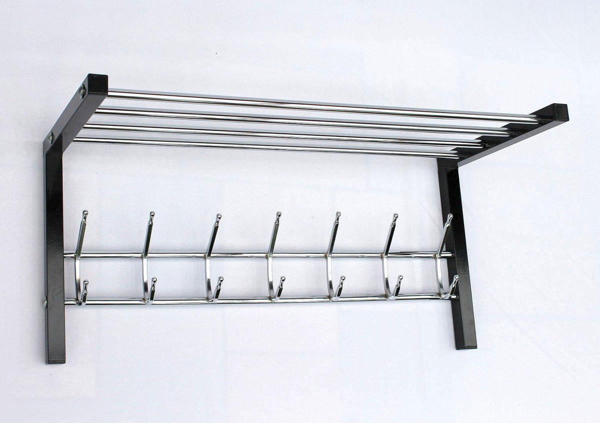 WANDGARDEROBE mit Hutablage 70cm - Schwarz, Metall (70/32/30cm) - DanDiBo