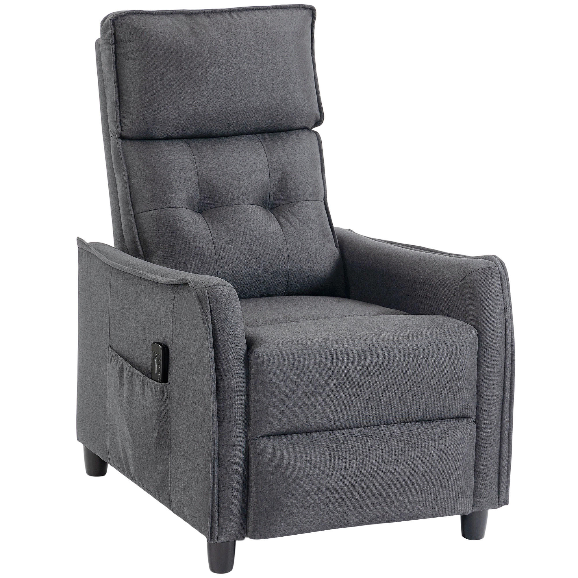MASSAGERELAXSESSEL Leinen Grau - Grau, Kunststoff/Textil (69/104/93cm) - HOMCOM