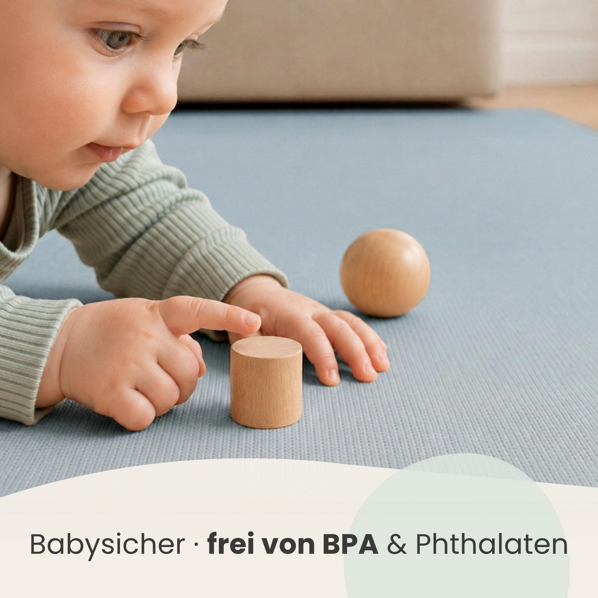 SPIELMATTE ab Null - 180/90/1 cm - Puzzlematte Graublau - Blau, Kunststoff (30/30cm) - Littletom