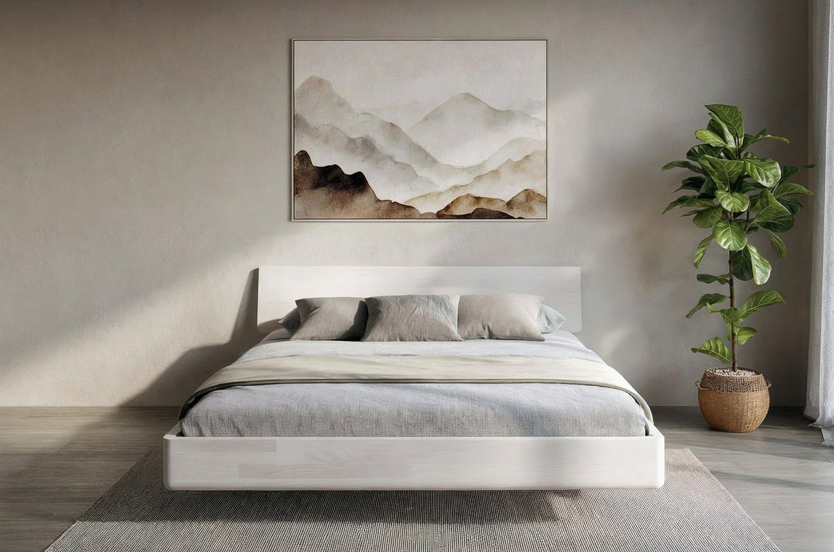 MASSIVHOLZBETT Lena, 160/200, Buche - lackiert, Weiß - Weiß, Holz/Buchenholz (160/200cm) - Visby