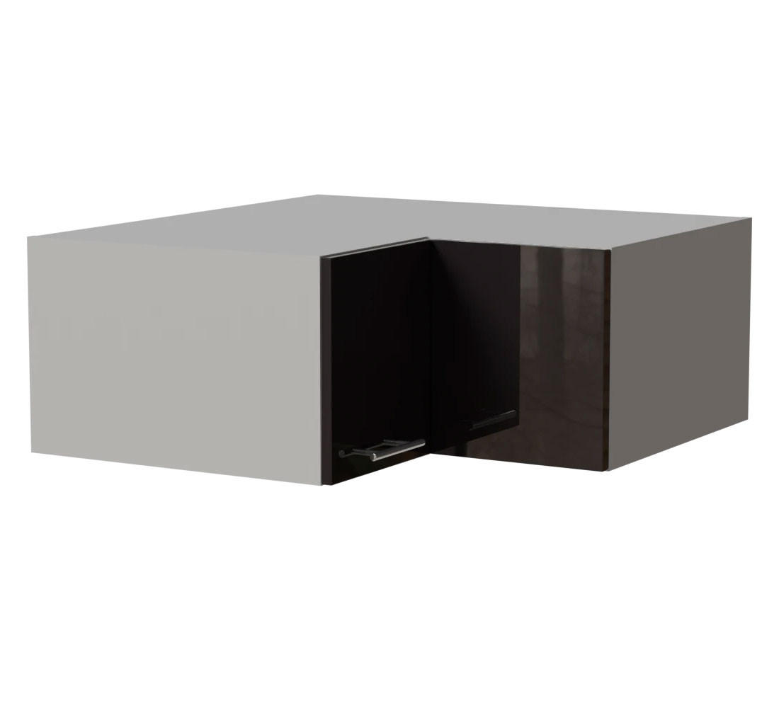 Feldmann-Wohnen Eck-Aufsatzschrank Schwarz Hochglanz, Grau 90x36x90 cm