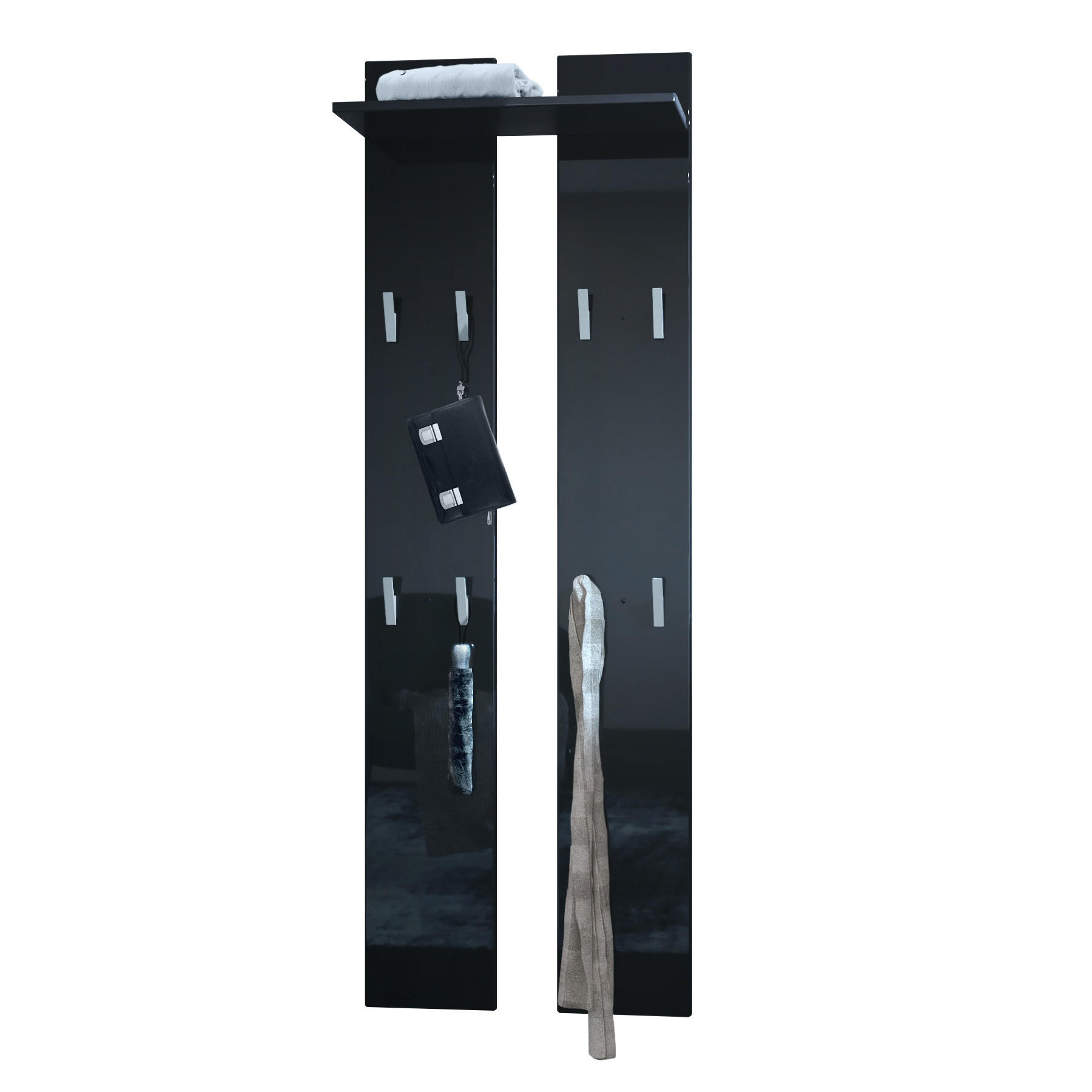 GARDEROBENPANEEL Wandpaneel Schwarz Hochglanz - Schwarz Hochglanz, Holzwerkstoff (57/170/20cm) - Vladon