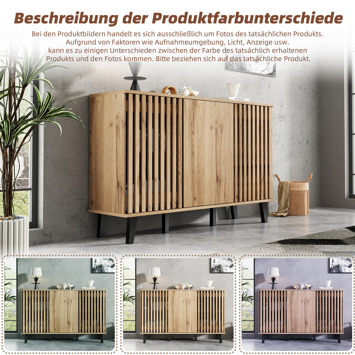 LOWBOARD 180/40/55 cm und 150/40/95 cm Naturholz aus Spanplatte mit Türen - Hellbraun, Holzwerkstoff (40/55/180cm) - OKMYHOME