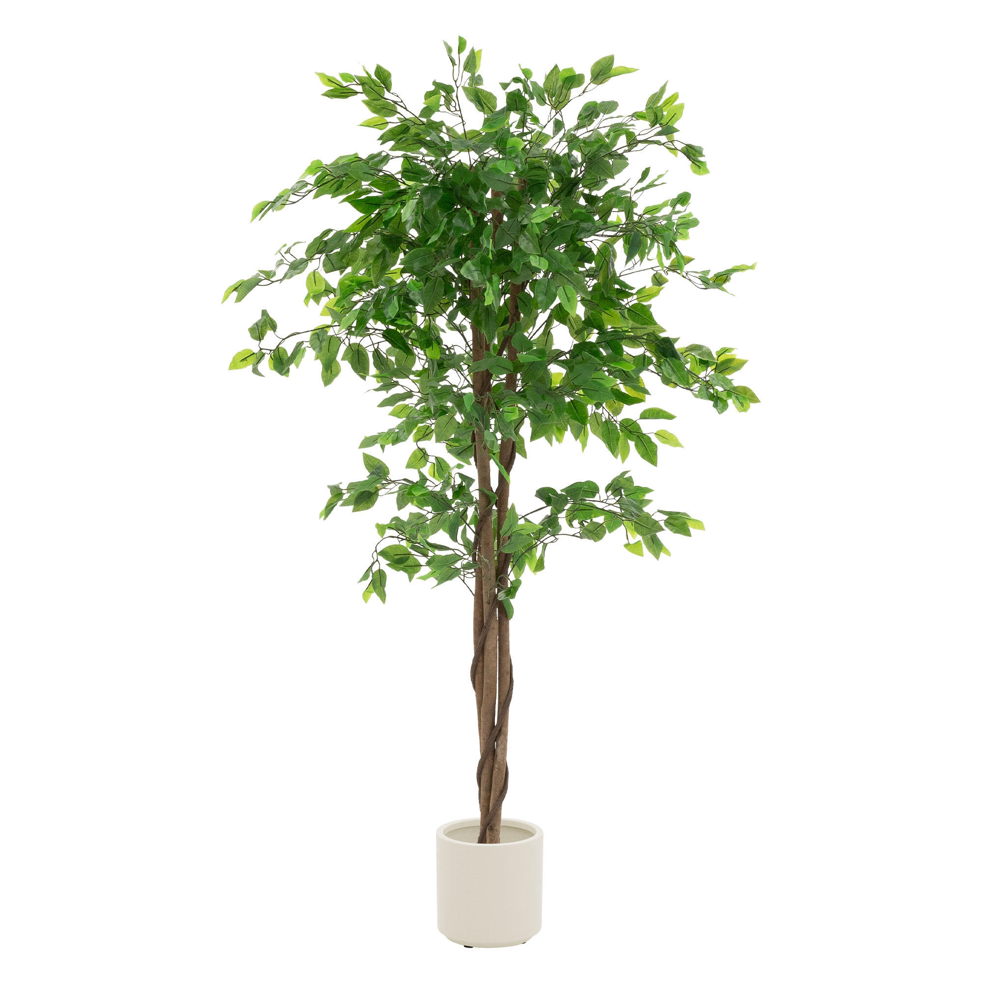 KUNSTPFLANZE Ficus 150 cm mit Naturholzstamm für Innen/Außen - Schwarz/Grün, Kunststoff/Textil (150cm) - ML-DESIGN