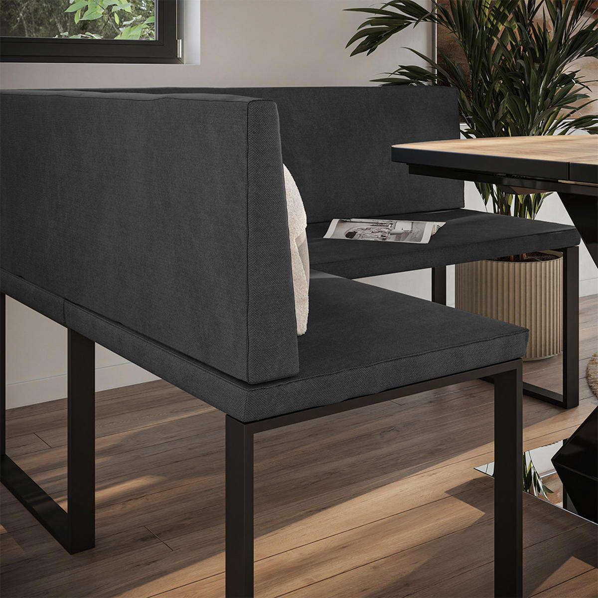 ESSZIMMER-ECKBANK Ravon Anthrazit 120 x 150 cm - Anthrazit, Textil (120/87/150cm) - Vicco