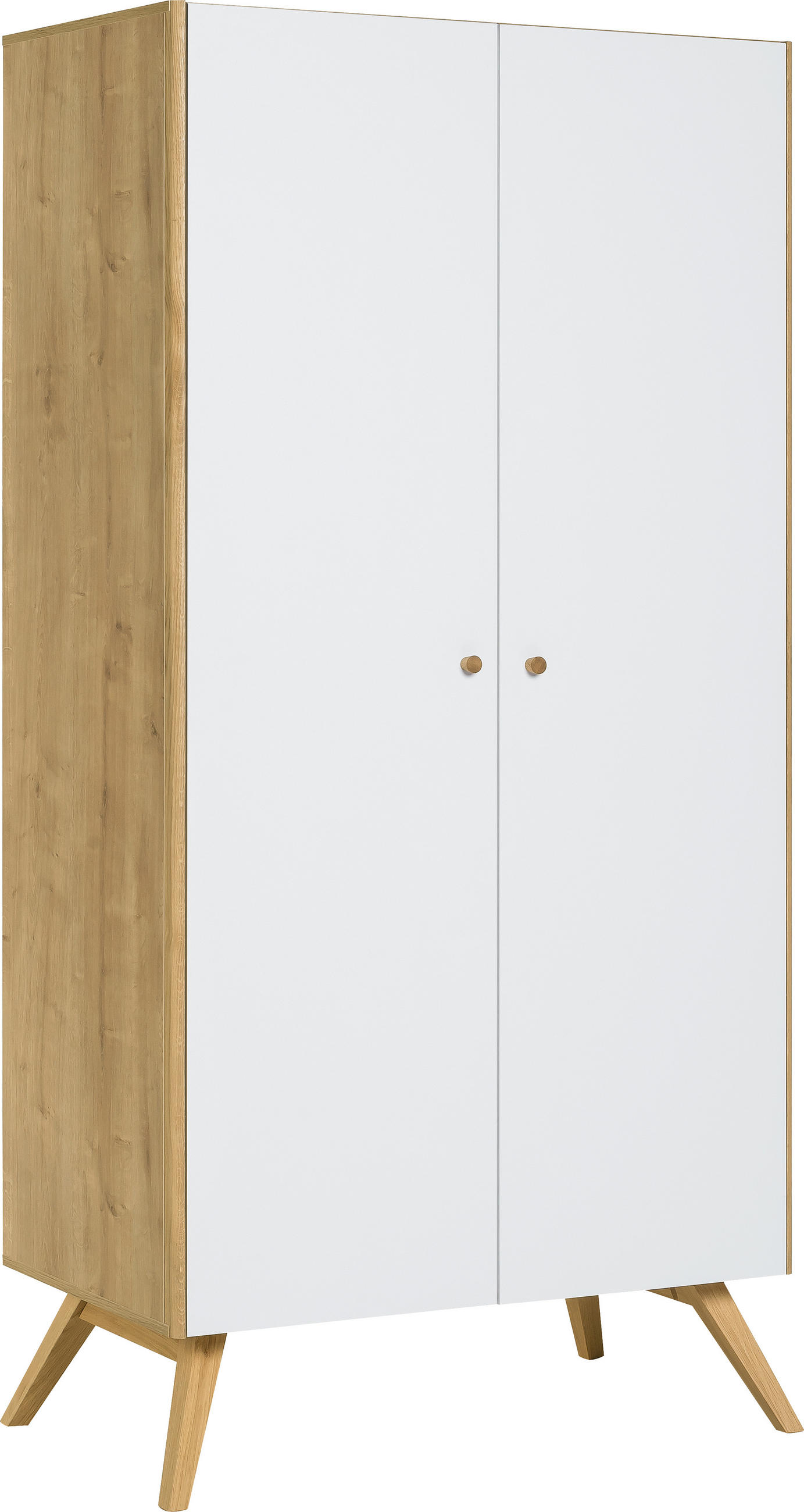 KLEIDERSCHRANK 2-TÜRIG NATURE - Weiß, Holzwerkstoff (101/208/58cm) - Vox Möbel