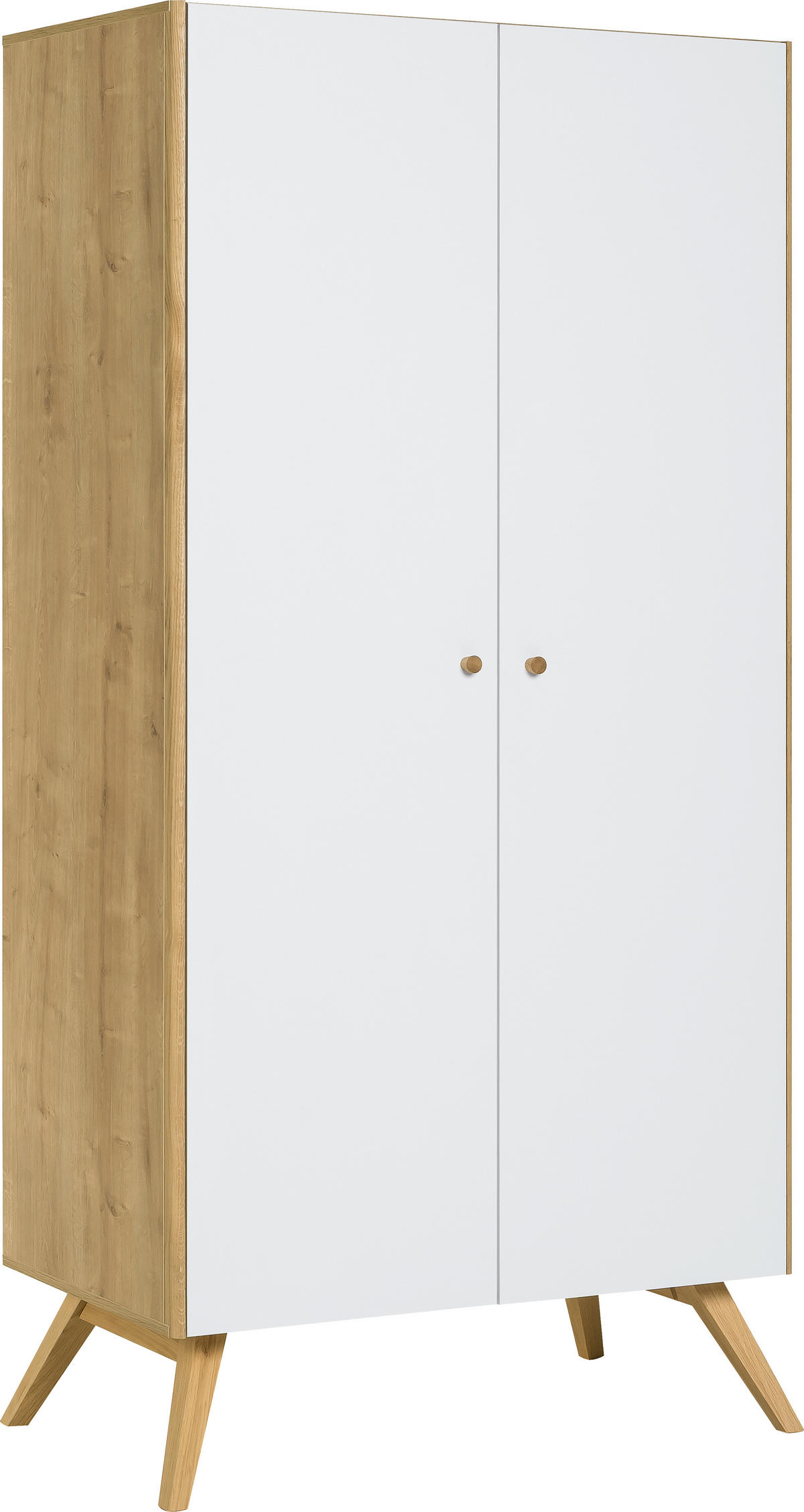 KLEIDERSCHRANK 2-TÜRIG NATURE - Weiß, Holzwerkstoff (101/208/58cm) - Vox Möbel