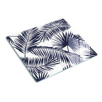 GLASPLATTE 60x52 cm Palmblätter - Grau, Glas (60/0.4/52cm) - TULUP