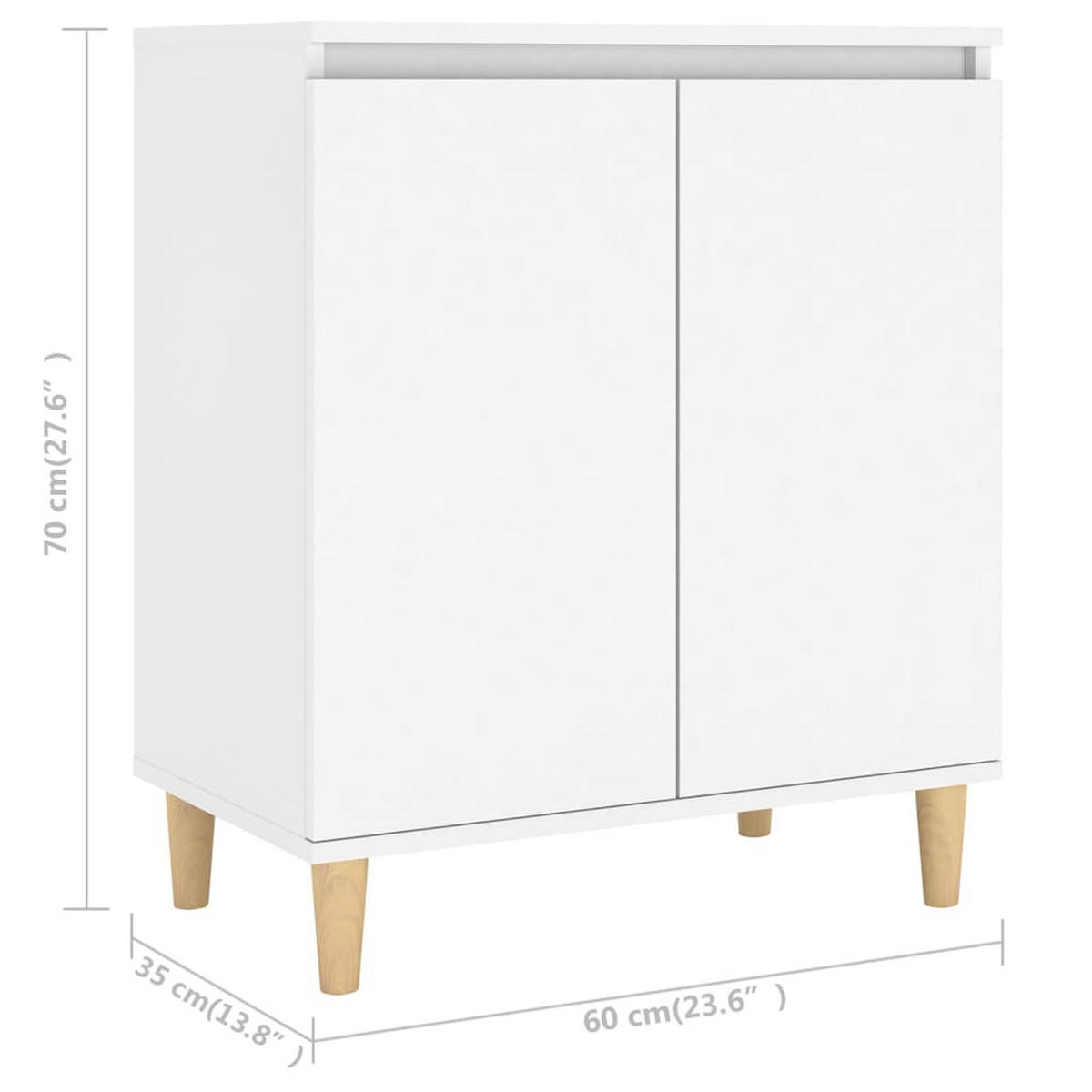 SIDEBOARD Mit Massivholz-Beinen Weiss 60/35/70 Cm Holzwerkstoff - Weiß, Holzwerkstoff (35/70/60cm) - vidaXL