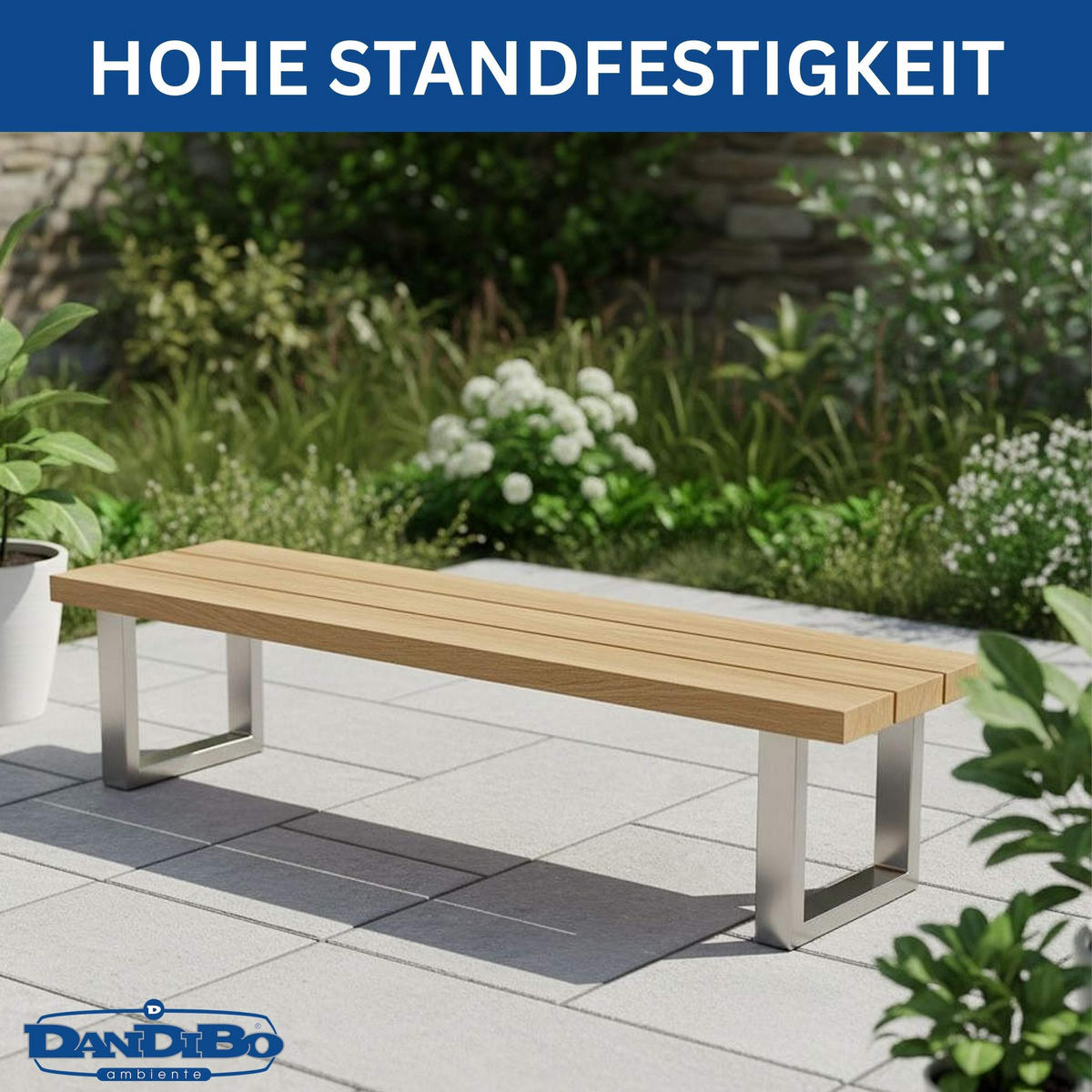 BANKGESTELL Edelstahl 40/43 cm - Edelstahlfarben, Metall (40/43/8cm) - DanDiBo