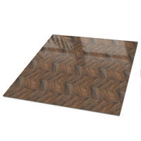 TISCHPLATTE 50x50 cm – Fischgrätparkett - Braun, Glas (0.4/50/50cm) - Wallfluent