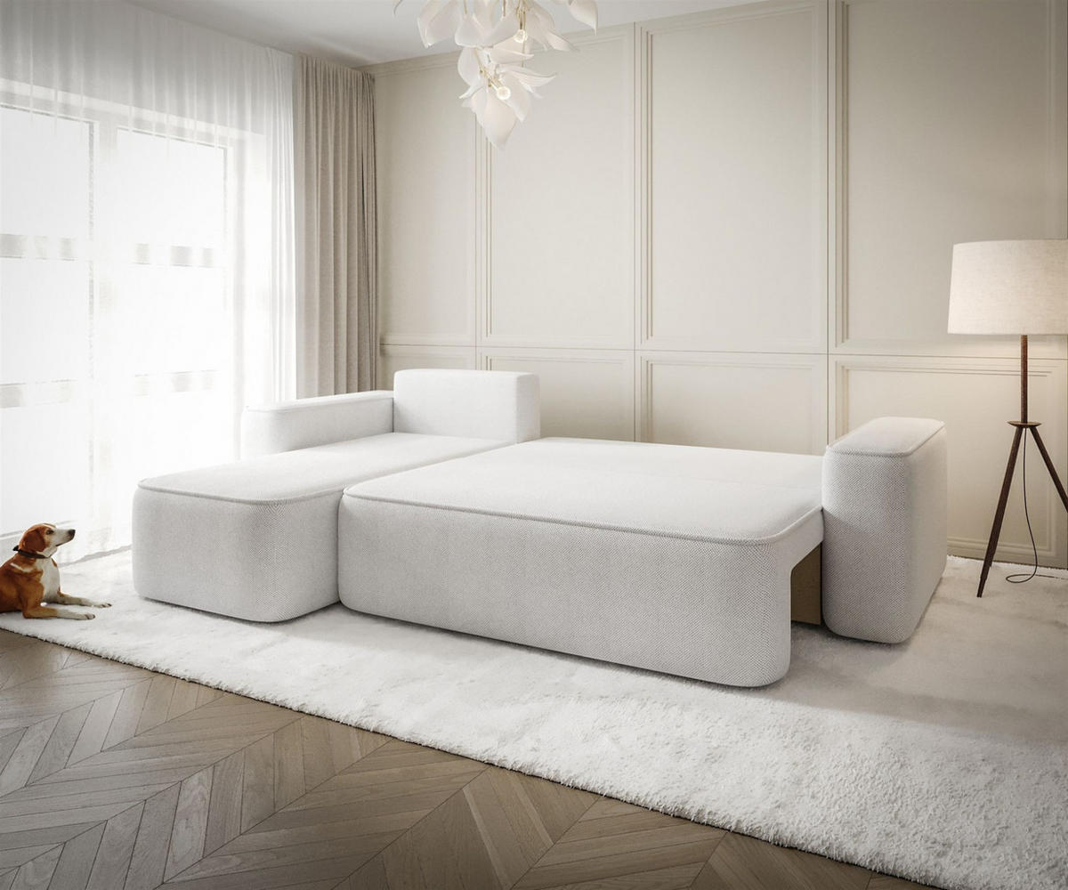 ECKSOFA Agepo Stoff Quelle - Hellbraun, Holzwerkstoff/Textil (250/150cm) - Fun Möbel