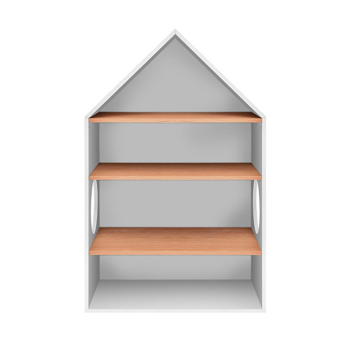 KNIHOVNA Bílá a dřevo - bílá, kompozitní dřevo (74/120/40cm) - Petits-meubles