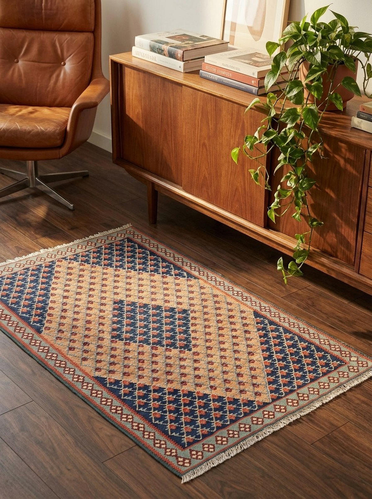 HANDWEBTEPPICH Kelim Senneh Beige 154/102 cm Schurwolle - Beige, Textil (102/154cm) - Looma