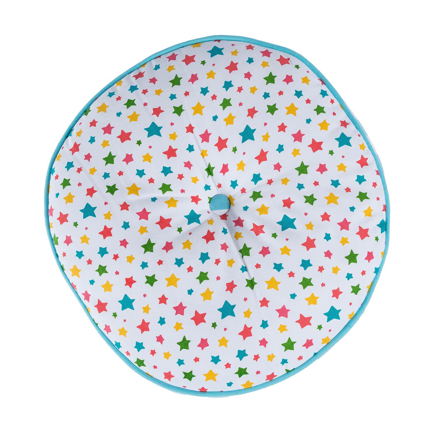 BODENKISSEN rund, bunte Sterne & blaue Streifen, Ø 43/7 cm - Multicolor, Textil (43/43/7cm) - Homescapes