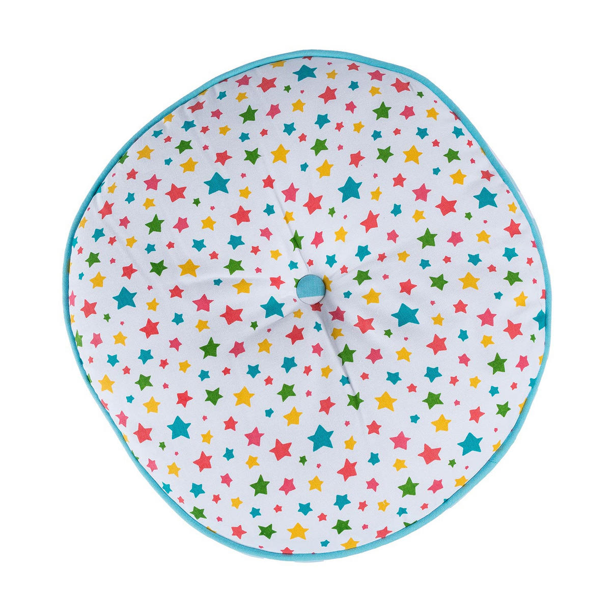BODENKISSEN rund, bunte Sterne & blaue Streifen, Ø 43/7 cm - Multicolor, Textil (43/43/7cm) - Homescapes