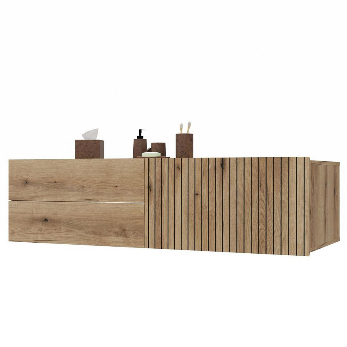 SKŘÍŇKA POD UMYVADLO dub 140/37,5/53 - barva dubu, kompozitní dřevo (140/38/53cm) - RAUMHIRSCH FURNITURE
