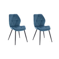 ESSZIMMERSTUHL JAMIE Samt Blau - Blau/Schwarz, Textil (47/84/48cm) - SVITA