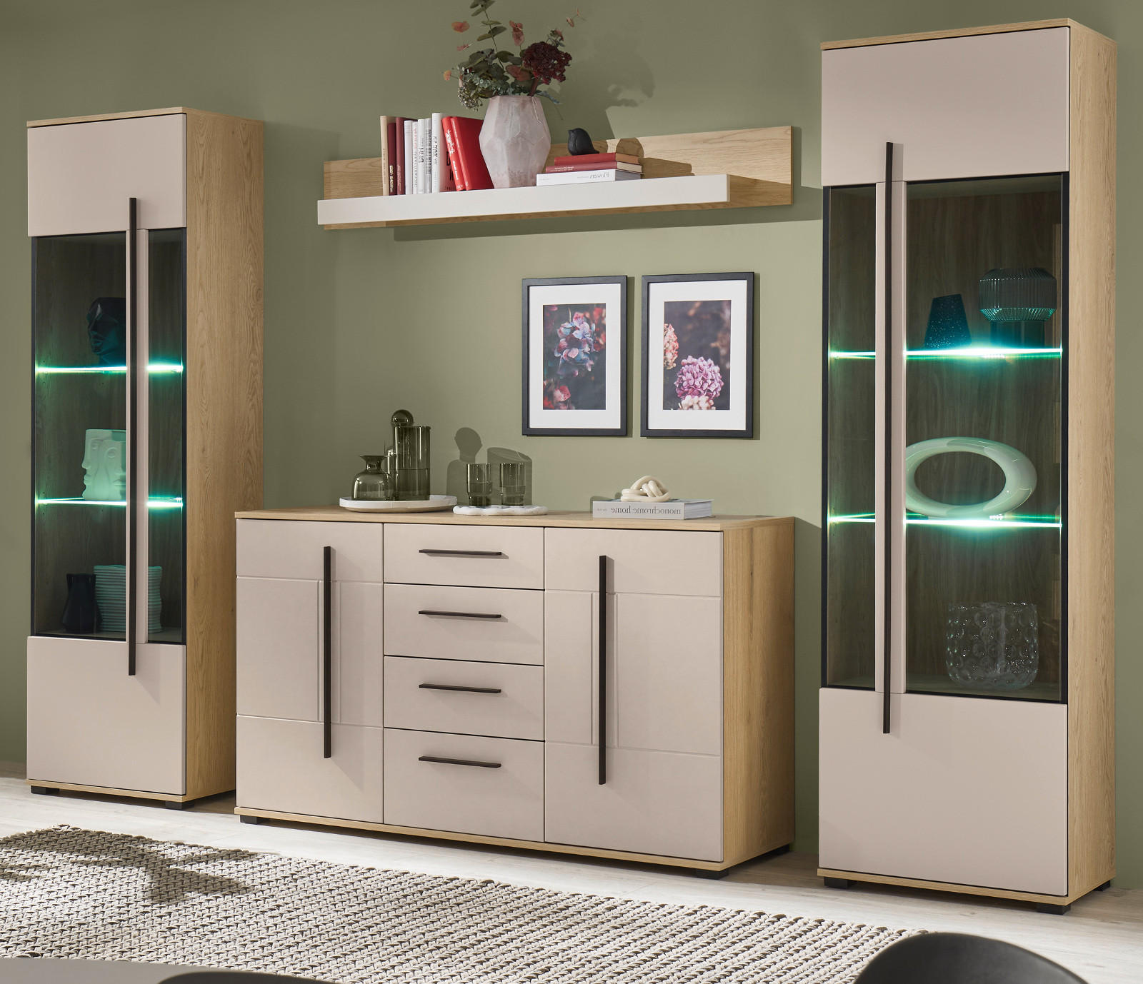 Furn.Design Wohnwand Kaschmir, Eiche 290x200x42 cm